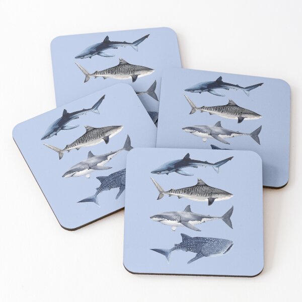 Item preview, SHARKS IV-blue, tiger, white and whale sharks designed and sold by BEATRIZ ABAITUA.