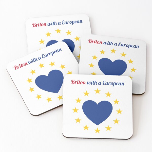 Item preview, British with a European heart - Brexit - back to the EU - white background designed and sold by KiwiBrush.