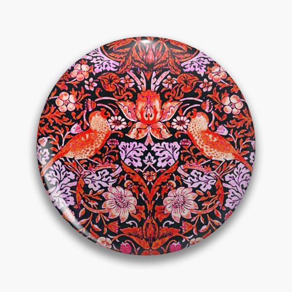 Item preview, STRAWBERRY THIEF Birds Flowers,Strawberries Art Nouveau Red Black White Floral designed and sold by BulganLumini.
