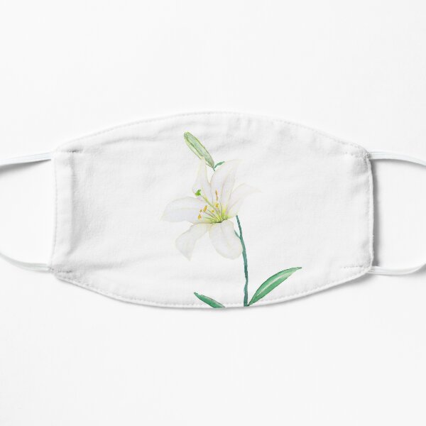 white lily watercolor Flat Mask