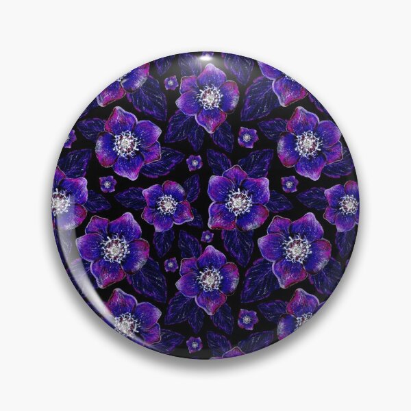 Item preview, Dark Hellebore Blooms Floral Pattern on Black designed and sold by Negin Mf Designs.