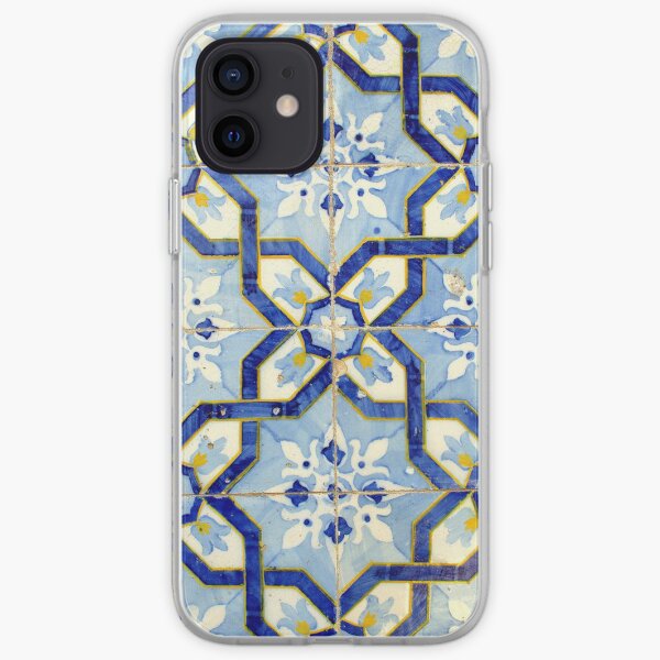 Portuguese tiles. Blue flowers and background iPhone Soft Case