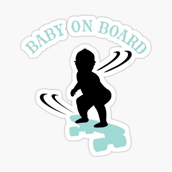 Skateboarding Boy Baby On Board - Dark Sticker