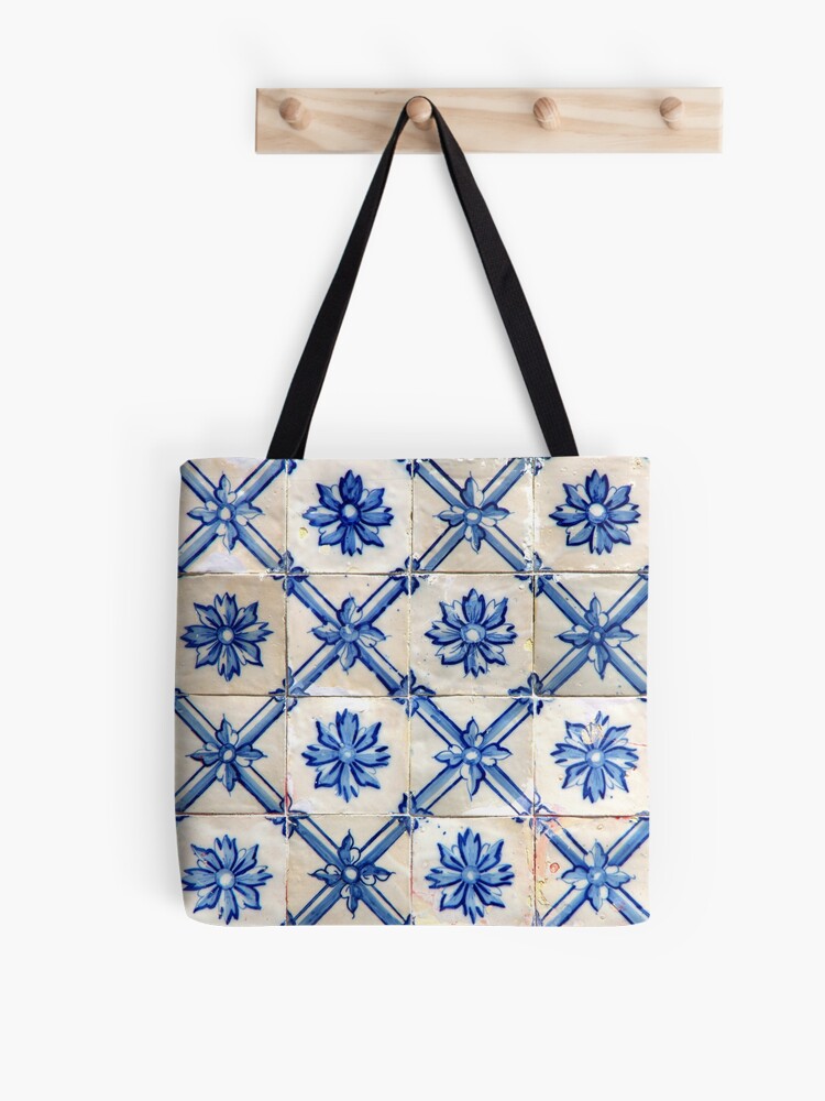 Portuguese tiles. Blue flowers and trellis | Tote Bag