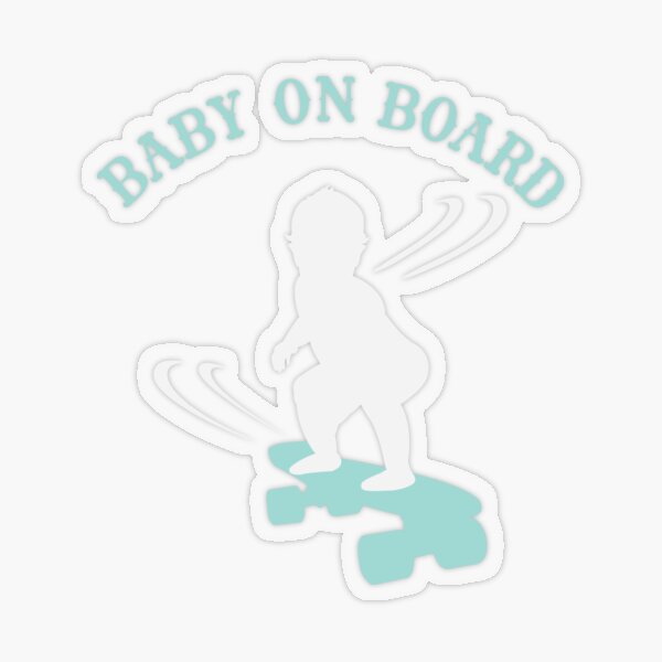 Skateboarding Boy Baby On Board - Light Transparent Sticker