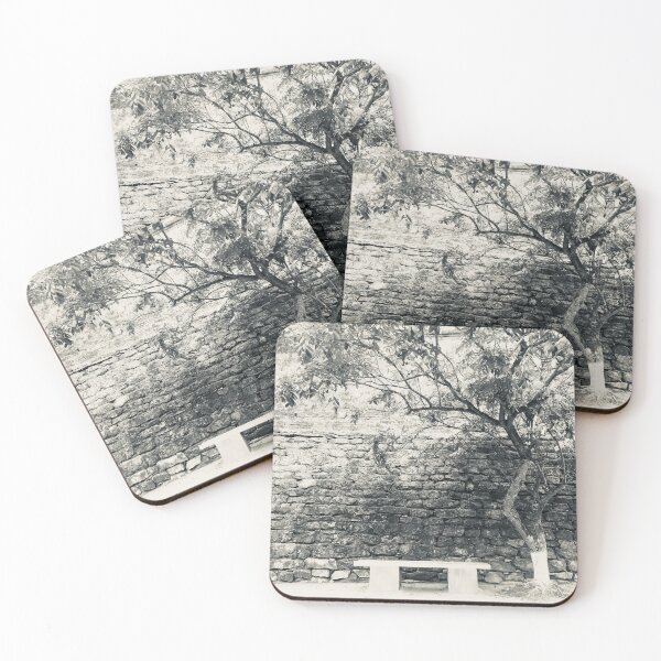 Item preview, Stone park bench, Asia tree black and white designed and sold by Zwuck.