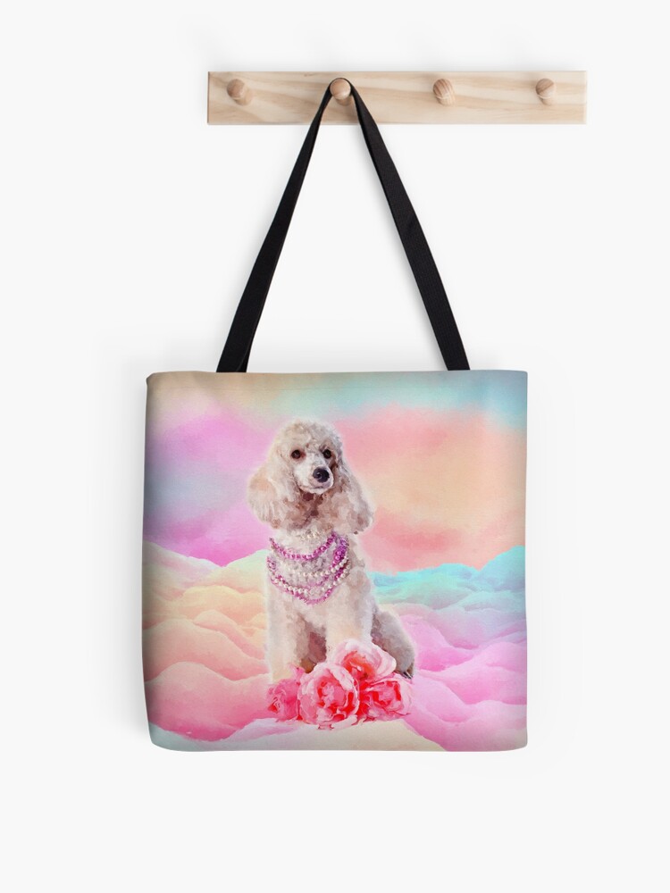 Poodle Dog with Flowers Tote Bag 