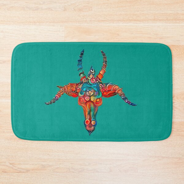 Item preview, Psychedelic demon head Baphomet, green background designed and sold by PrintPit.