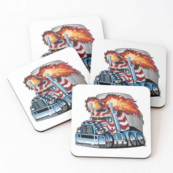 Item preview, Patriotic American Flag Semi Truck Tractor Trailer Big Rig Cartoon designed and sold by hobrath.