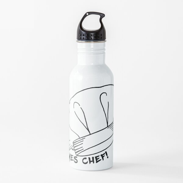 White Chef Hat Toque Blanche Yes Chef Quote Water Bottle