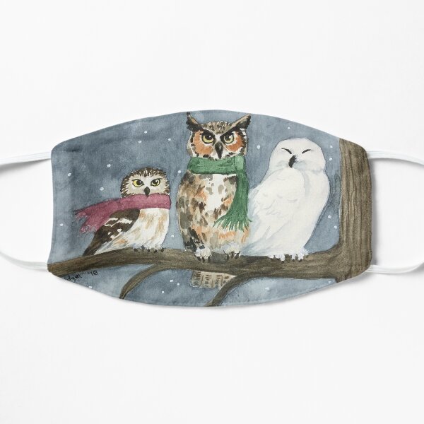 The Three Wise Owls - Watercolor Flat Mask