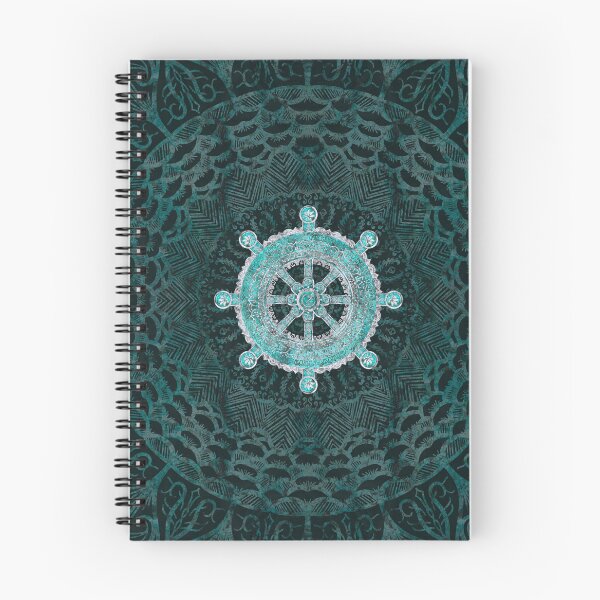 Item preview, Dharma Wheel - Dharmachakra Silver and turquoise designed and sold by k9printart.