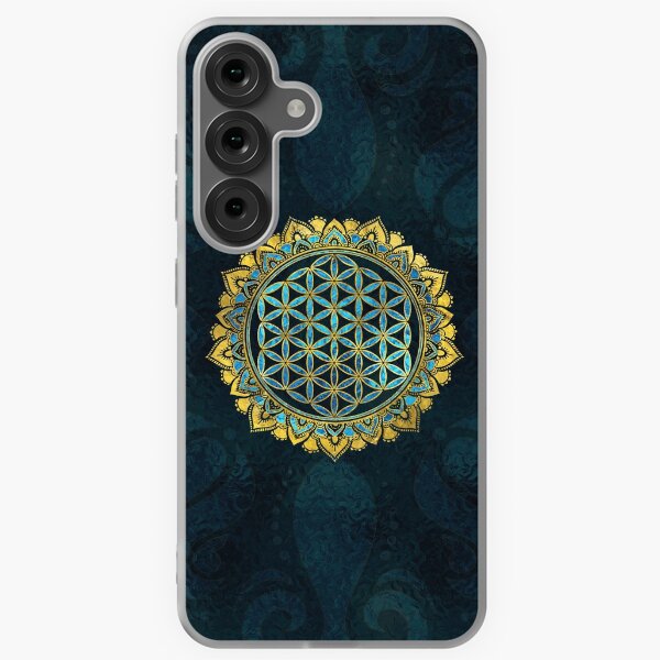 Item preview, Flower of life gold an blue texture  glass designed and sold by k9printart.