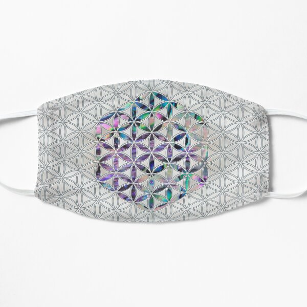 Flower of life Abalone shell on pearl Flat Mask