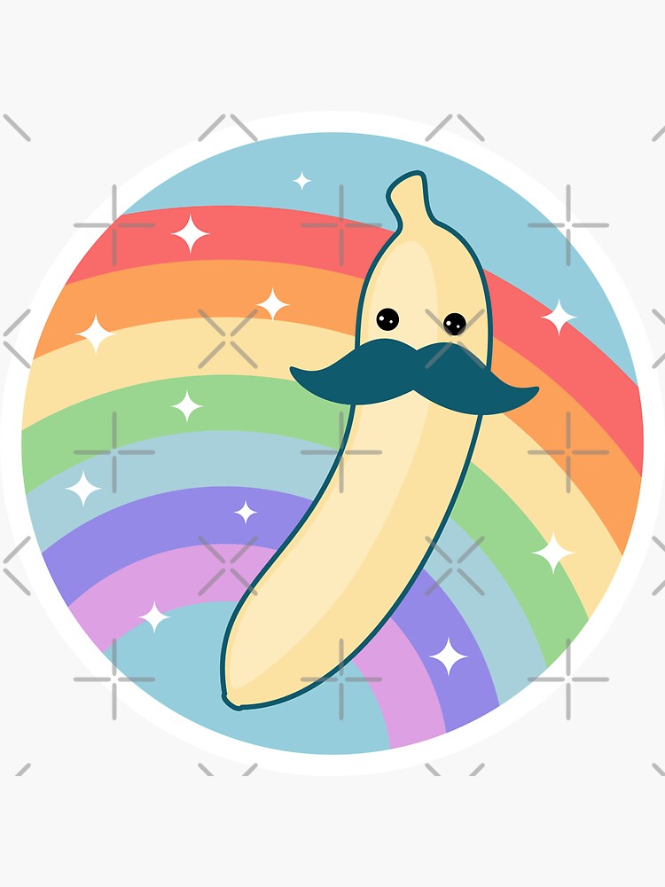 "Cute Mustache Banana" Sticker for Sale by sugarhai Redbubble