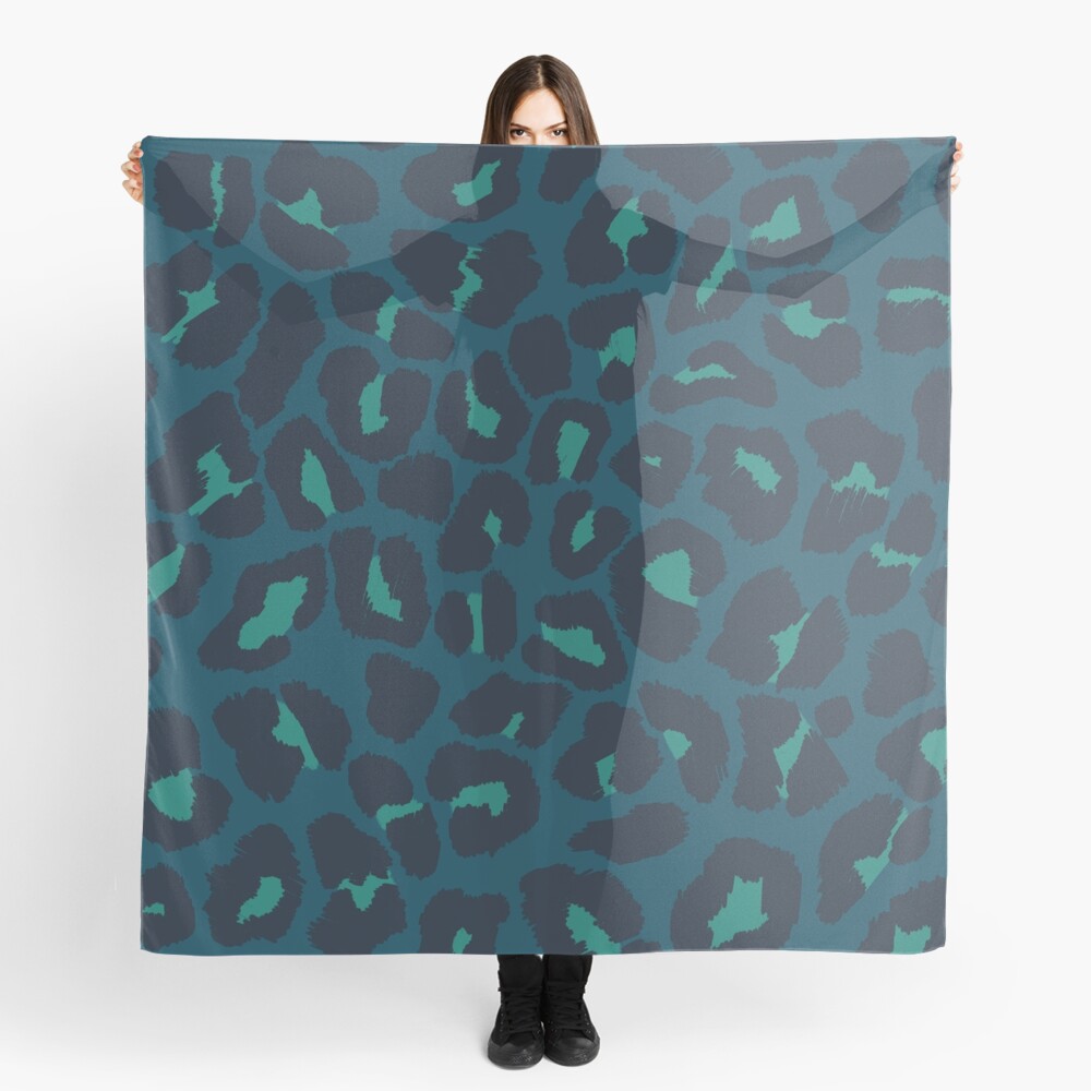 Green Leopard Print Spots Scarf