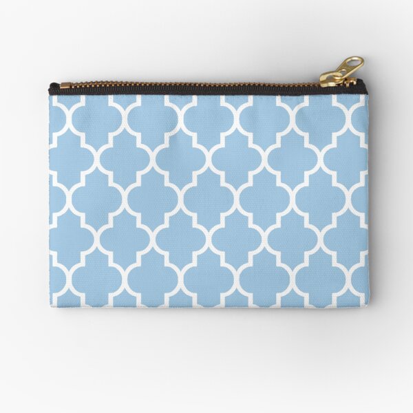 Moroccan quatrefoil, light blue and white Zipper Pouch