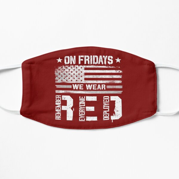 On Fridays We Wear Red Friday Remember Everyone Deployed American Flag Vintage Mask
