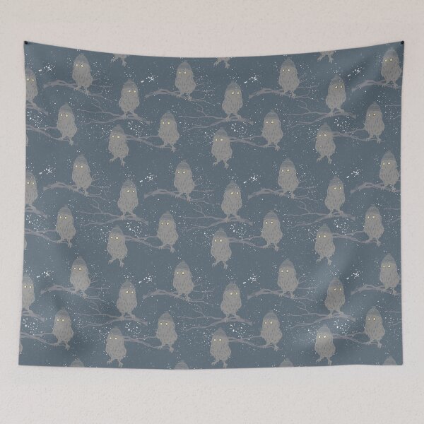 Item preview, Cute baby owls in wooly hats starry night sky Christmas design designed and sold by Latch Farm  Studios.