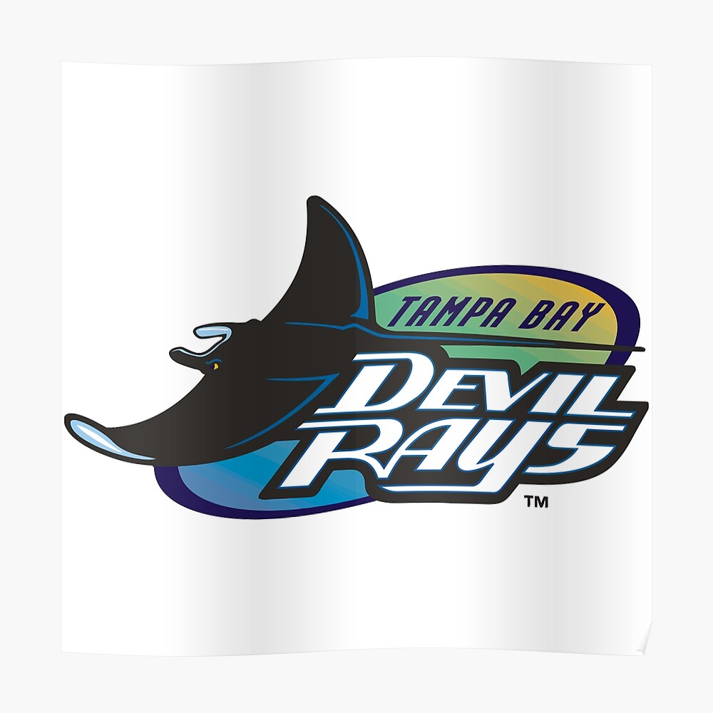 Tampa Bay Devil Rays Floating Devil Ray w/ Word Font Logo Type Die-Cut  STICKER |