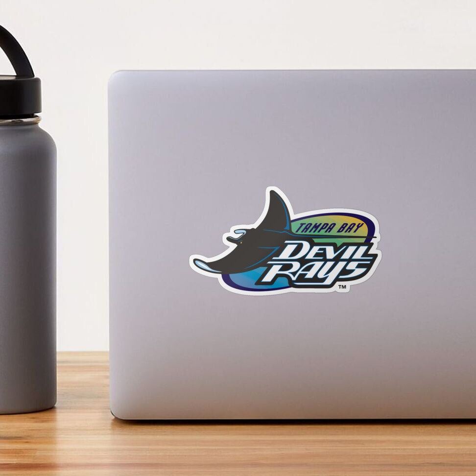 Tampa Bay Devil Rays Floating Devil Ray w/ Word Font Logo Type Die-Cut  STICKER 