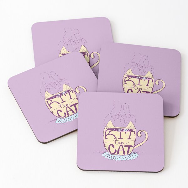 Item preview, Lilac and Yellow - Blue Kitty Tea Cat - Funny Cat Pun - Mug - Cup - Doily designed and sold by AnanasArt.