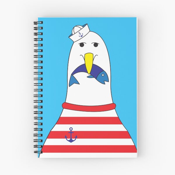 Item preview, Funny Sailor Seagull Character Eating Fish designed and sold by HotHibiscus.