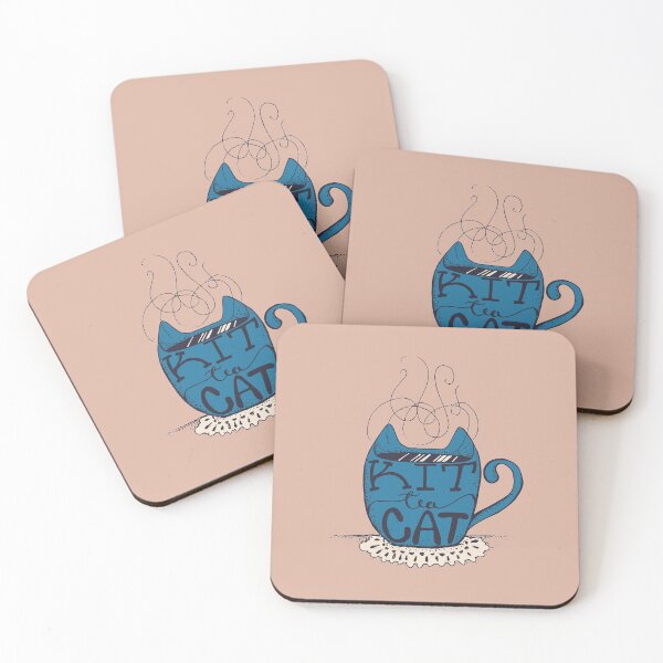 Item preview, Dark Blue Kitty Tea Cat - Funny Cat Pun - Mug - Cup - Doily designed and sold by AnanasArt.