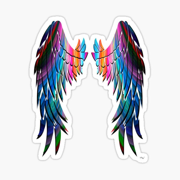 Rainbow Wings Stickers Redbubble - colorful angel wings roblox