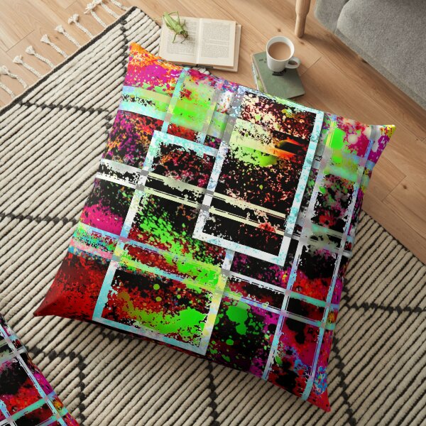 Cosmic Windows - Abstract Digital Painting Wall Art Original Geometric Painting Floor Pillow