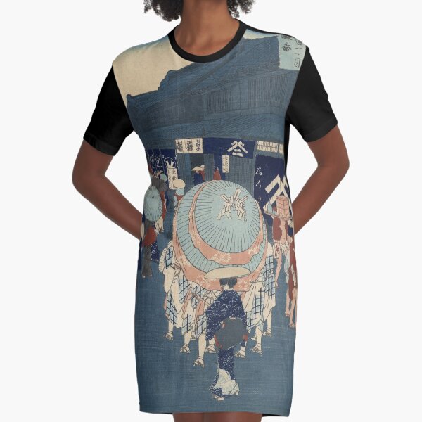 View of Nihonbashi Tori-itchome - Hiroshige Ando - 1858 Graphic T-Shirt Dress