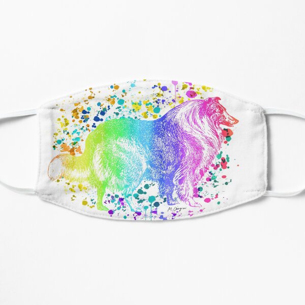 The Rough Collie, Long-Haired Collie Watercolor Rainbow, Dog lovers, Dog mom, Dog dad Flat Mask