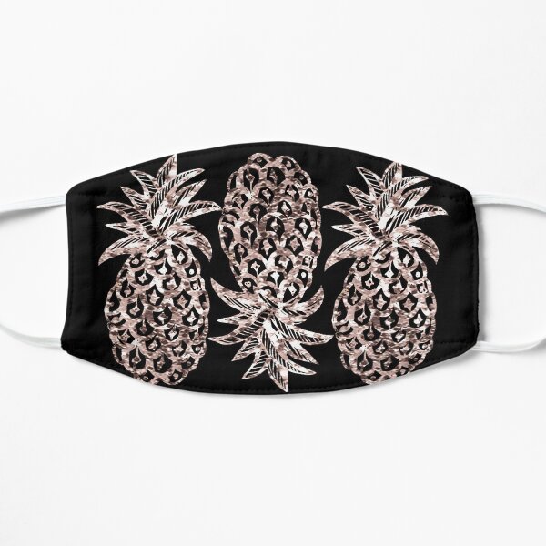 Rose gold Metallic Pineapple on black fashion & home decor by Magenta Rose Design Mask