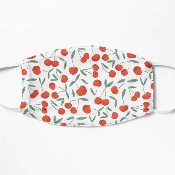 Green Handdrawn cherry pattern Mask