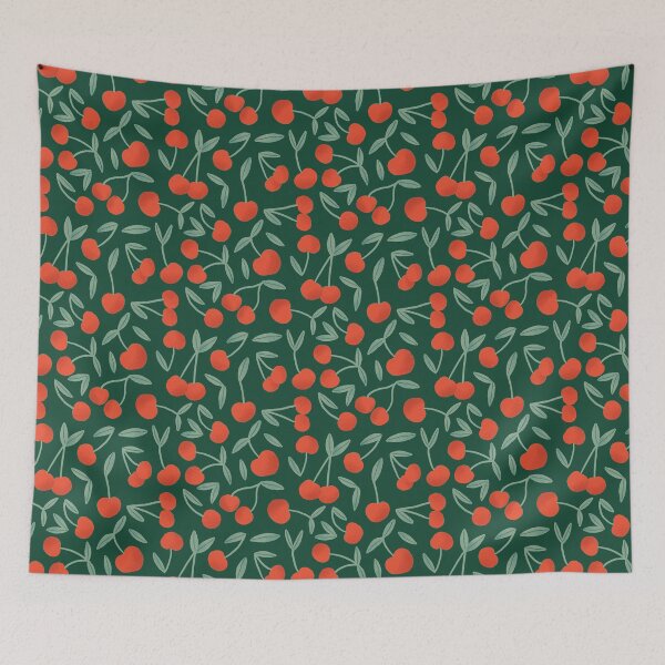 Item preview, Green Handdrawn cherry pattern designed and sold by Megan McNulty.
