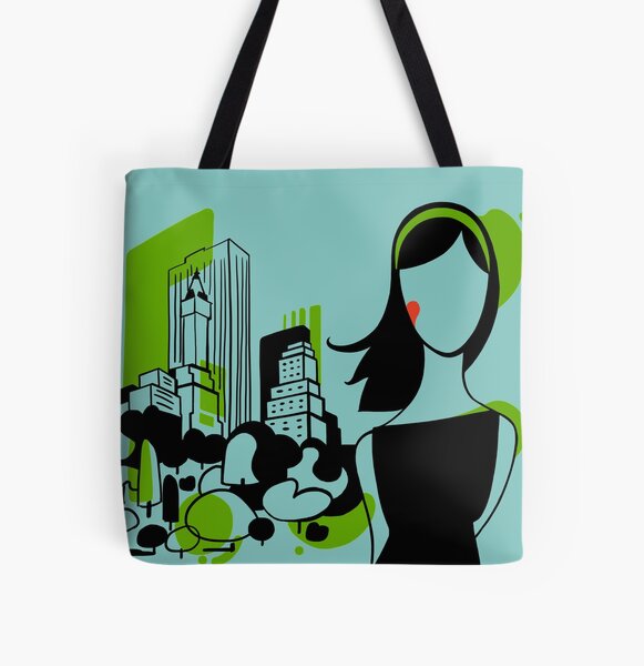 Central Park NYC Girl | Amo Nueva York Bolsa estampada de tela