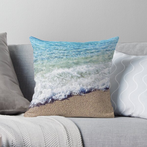Ocean Blue Shore Waves Throw Pillow