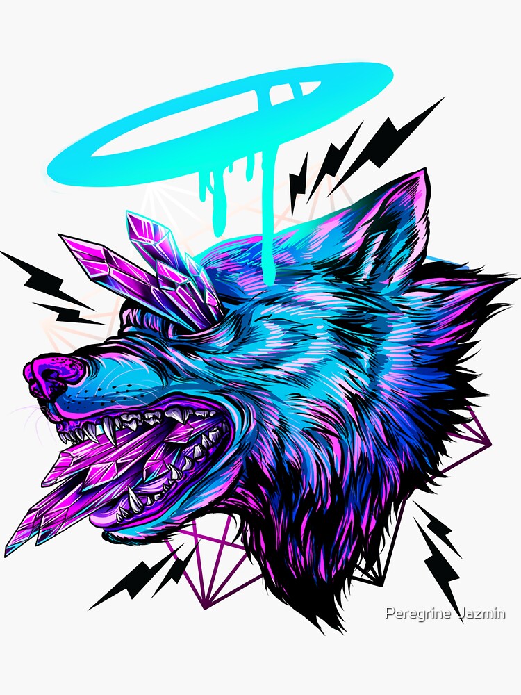 Thumbnail 3 von 3, Sticker, Kristallwolf designt und verkauft von retkikosmos.