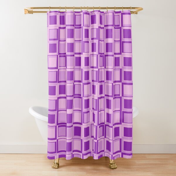 Purple 70's year styling squares Shower Curtain