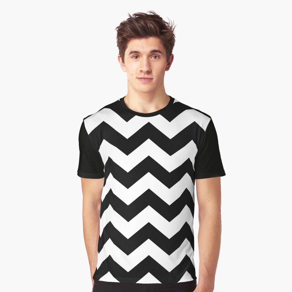 Black And White ZIG-ZAG Graphic T-Shirt