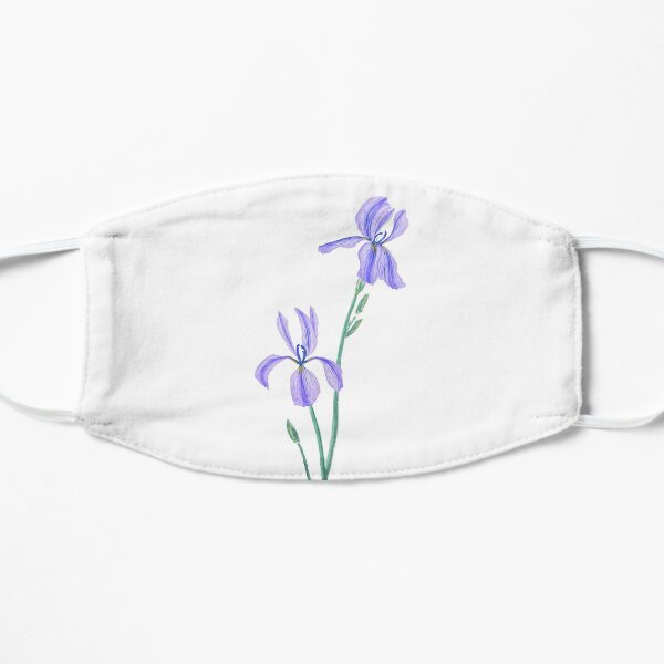 two elegant purple iris watercolor Mask