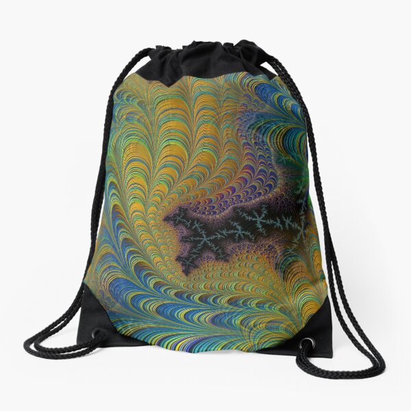 Colorful Striped Fractal Tubes Abstract Pattern Drawstring Bag