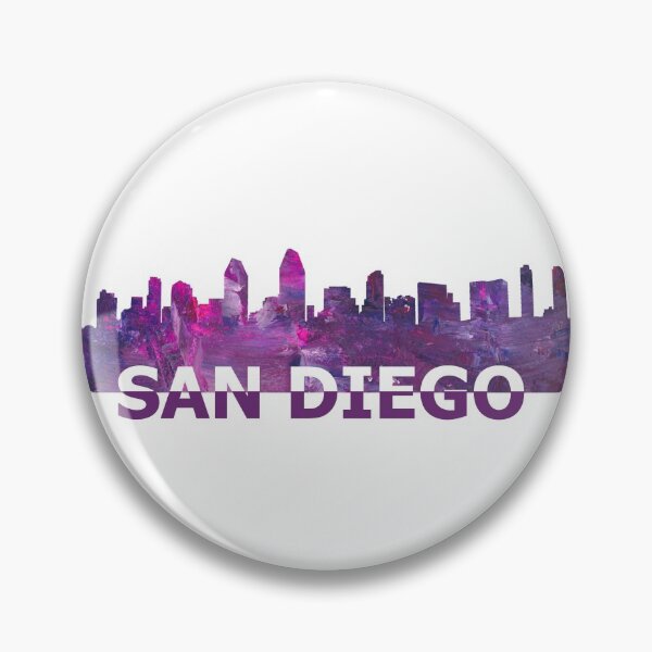 San Diego California Skyline Silhouette Strong with Text Pin