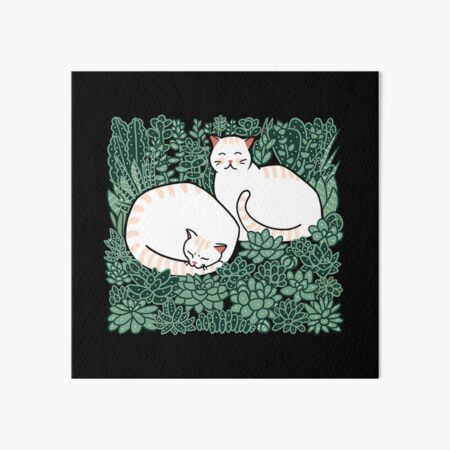Cats in a succulent garden Art Board Print