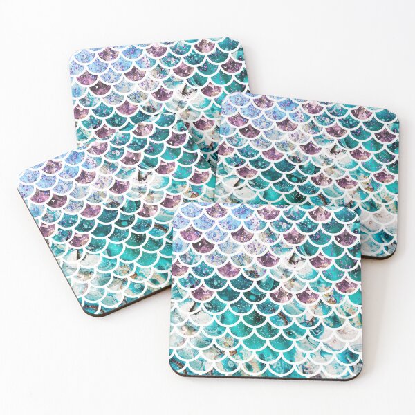 Item preview, Poem of the Ocean teal and gems mermaid scales pattern designed and sold by cadinera.