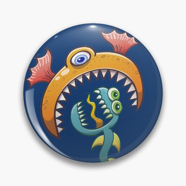 Item preview, One-eyed sea monster gobbles a scared ugly creature designed and sold by Zoo-co.