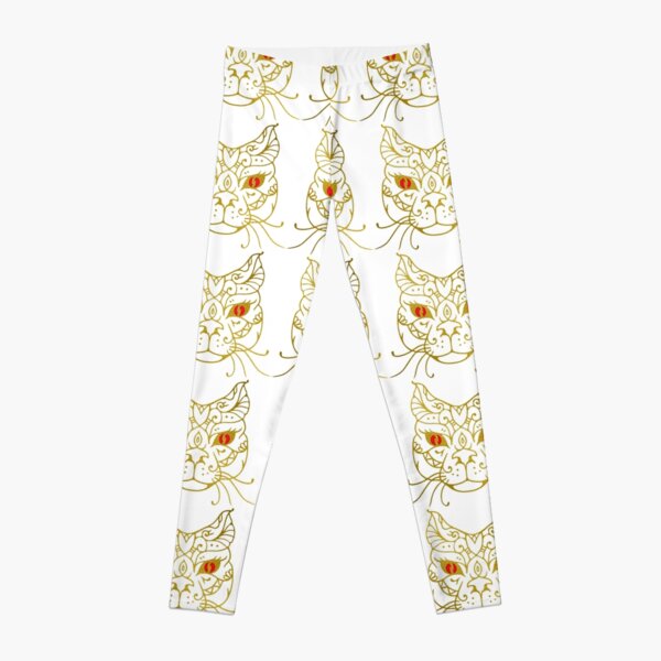 Golden White Cat With Red Eyes Leggings