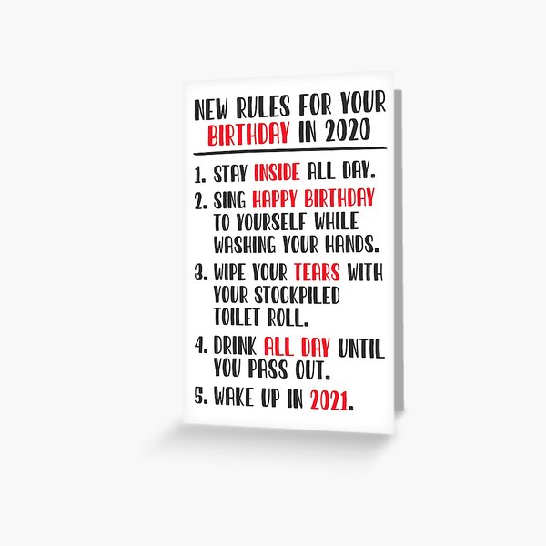 Item preview, Birthday 2020 Rules | Birthday Card designed and sold by WelshBanter.