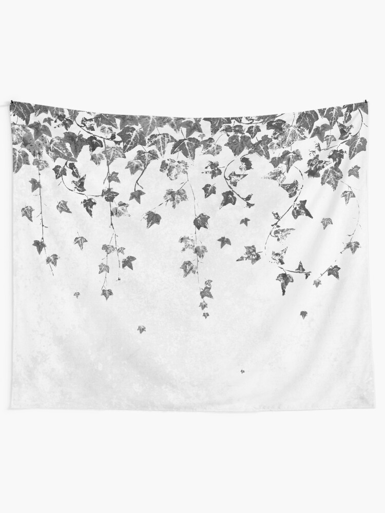 Alternate view of Hand Printed Black and White Trailing Ivy Tapestry