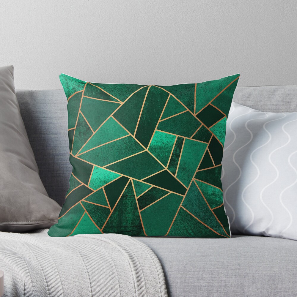 Emerald and Copper Throw Pillow